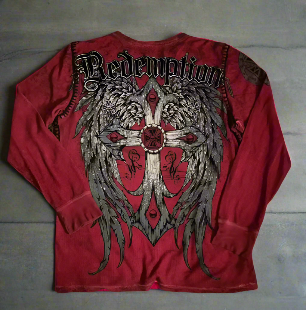 VINTAGE RED - ANGEL WINGS, LONGSLEEVE THERMAL