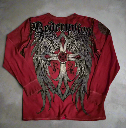 VINTAGE RED - ANGEL WINGS, LONGSLEEVE THERMAL